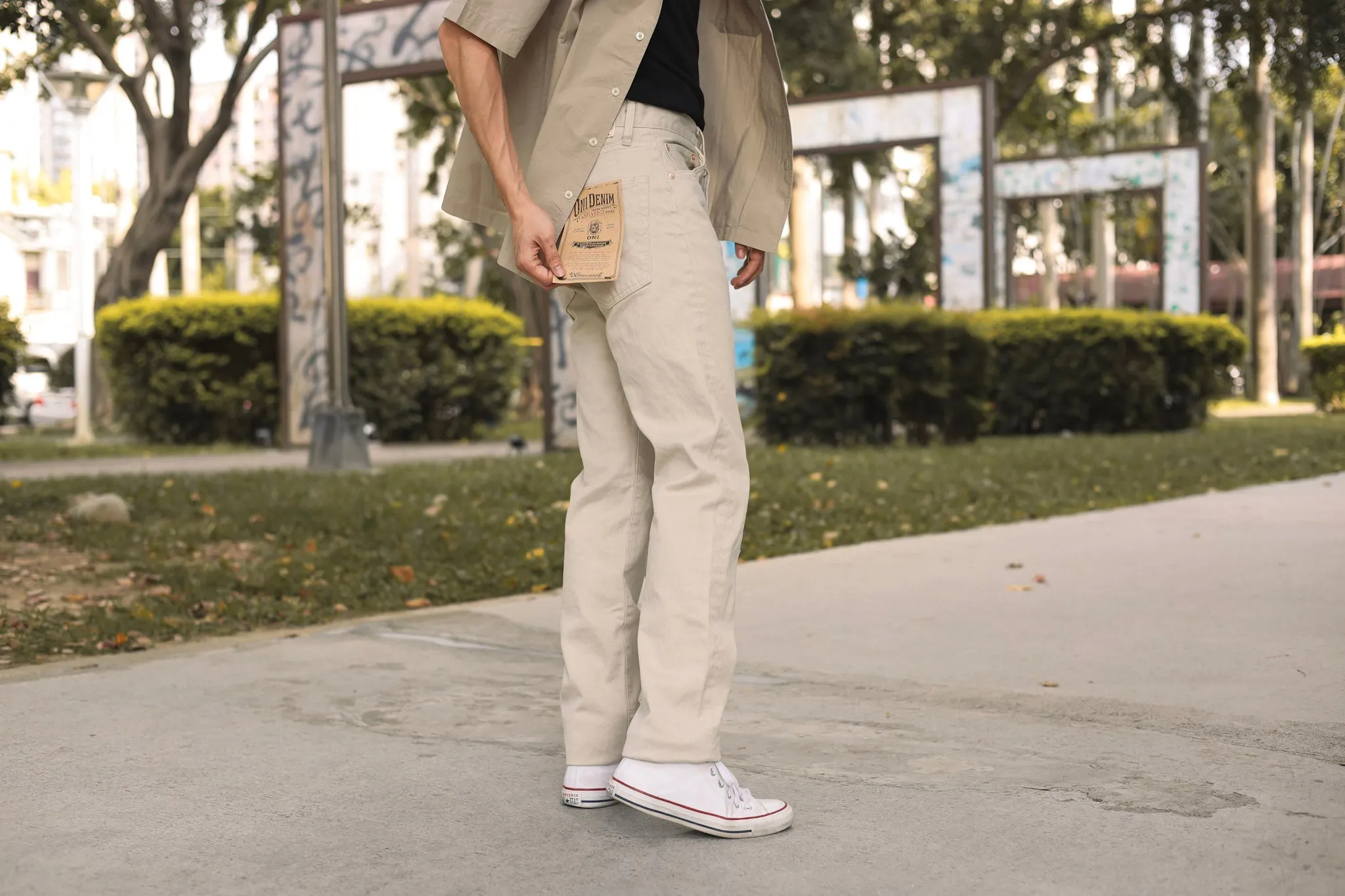 【ONI DENIM】216PQ Californians Pique Straight Jeans／60年代復古象牙白高腰修身直筒褲