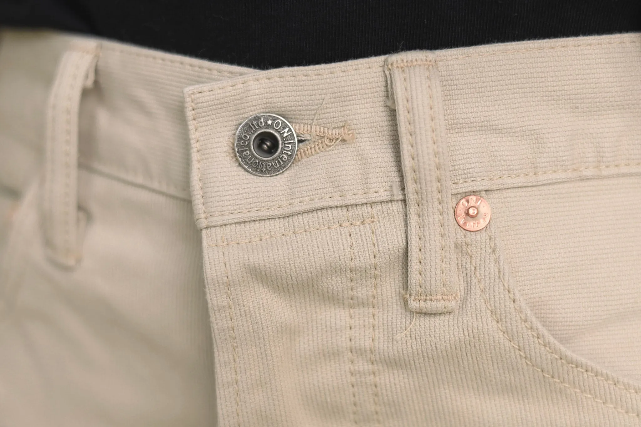 【ONI DENIM】216PQ Californians Pique Straight Jeans／60年代復古象牙白高腰修身直筒褲
