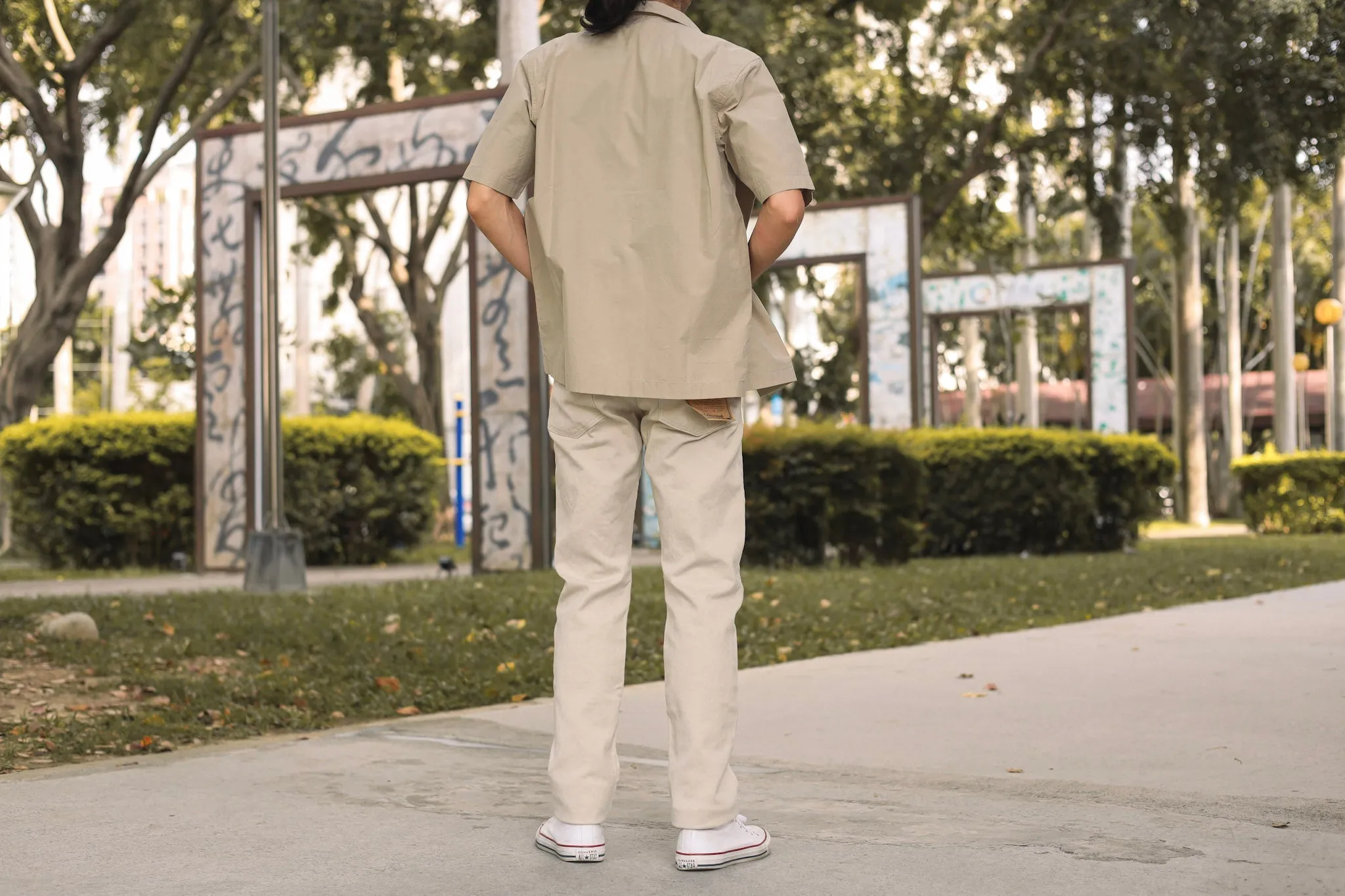 【ONI DENIM】216PQ Californians Pique Straight Jeans／60年代復古象牙白高腰修身直筒褲