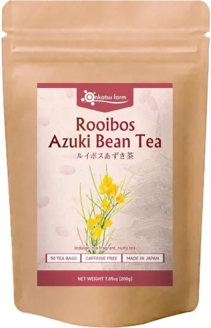 [Onkatsu Farm] Rooibos   Azuki Bean Tea - Non-Caffeinated - 50 Count Pyramid Tea Bags - Japanese Tea Made In Japan - English Label