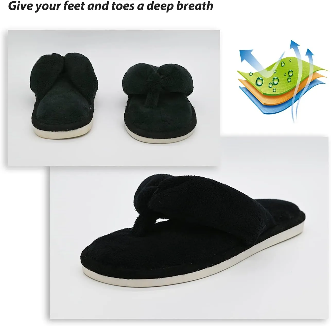 Onmygogo Indoor Slippers for Women Open Toe with Memory Foam, Soft Faux Fur Nonslip House Slippers