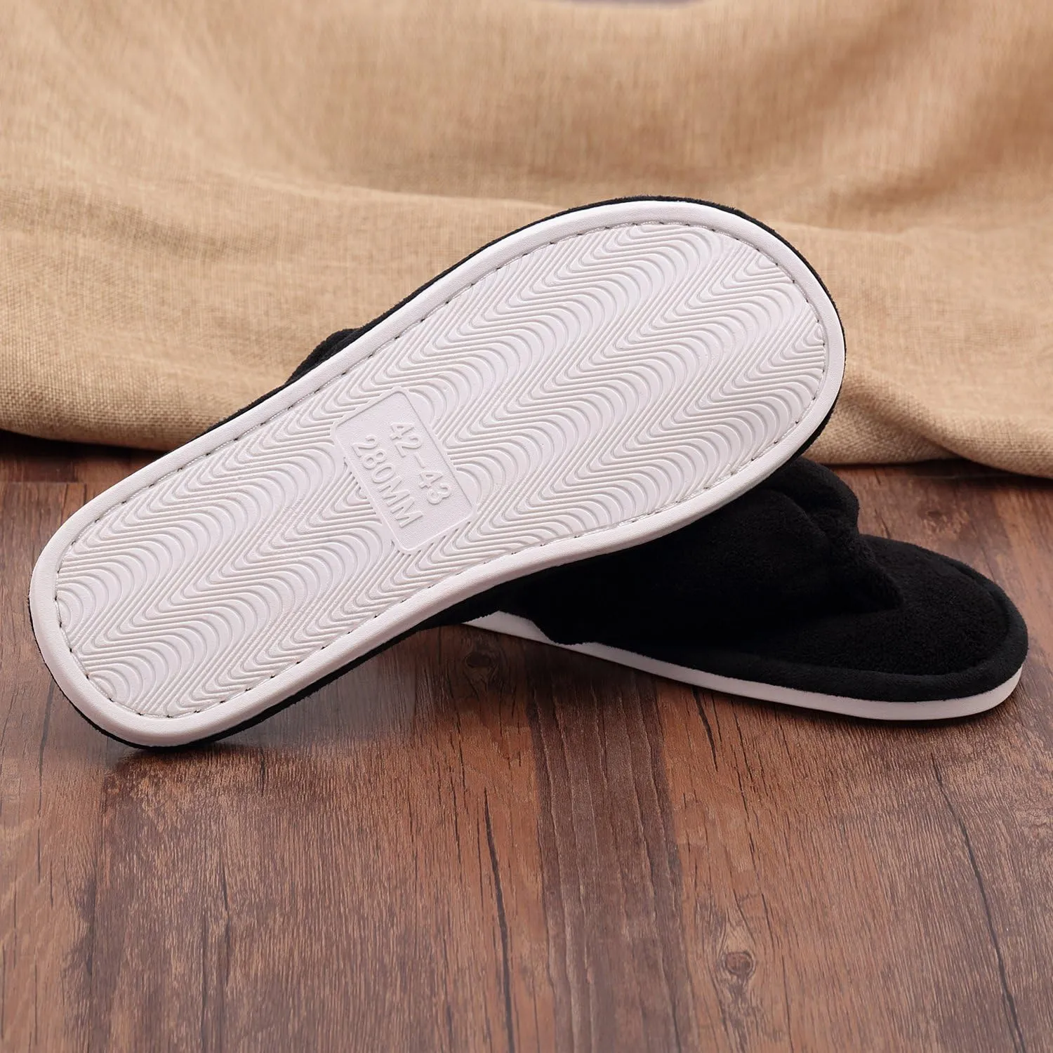 Onmygogo Indoor Slippers for Women Open Toe with Memory Foam, Soft Faux Fur Nonslip House Slippers
