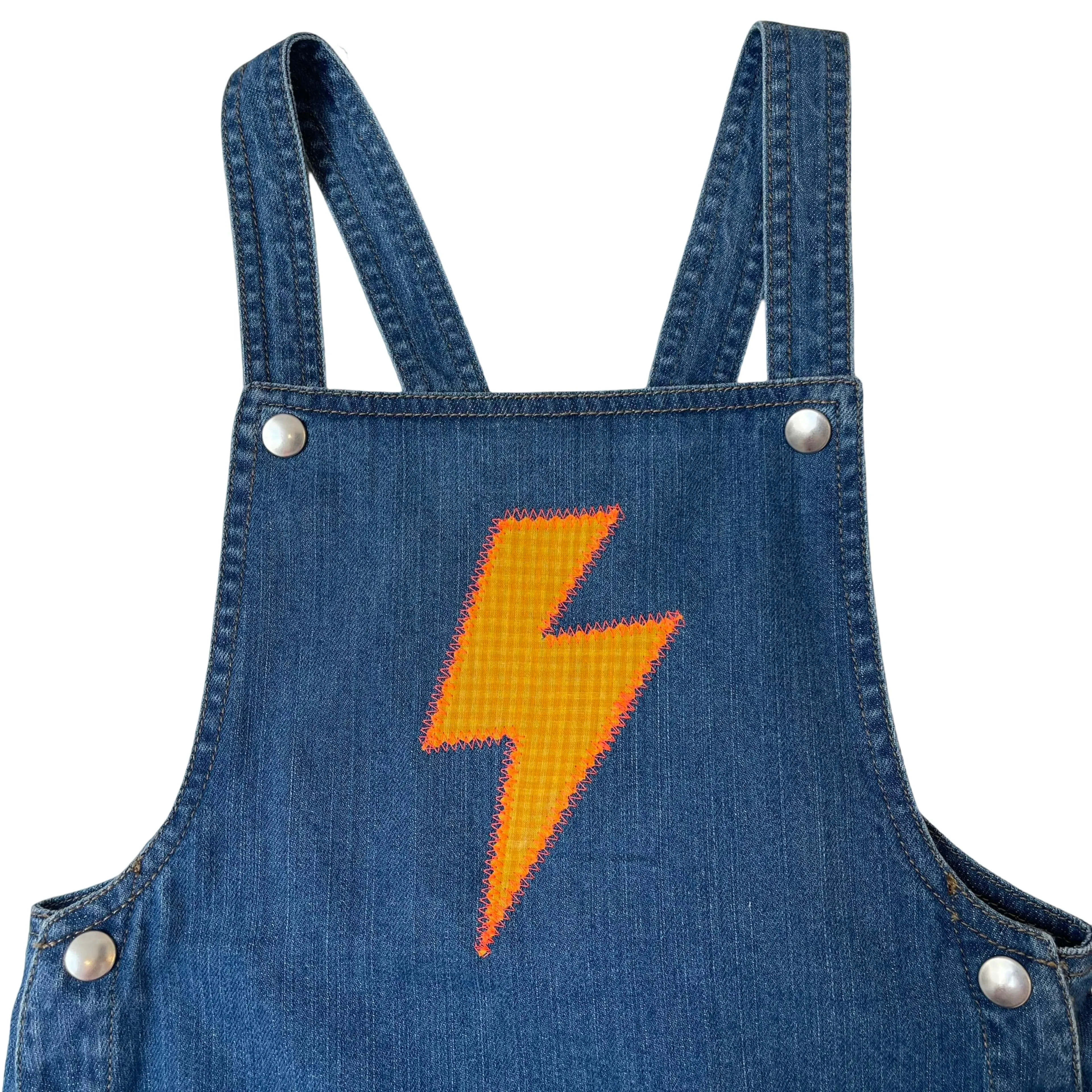 organic denim appliqué dungarees