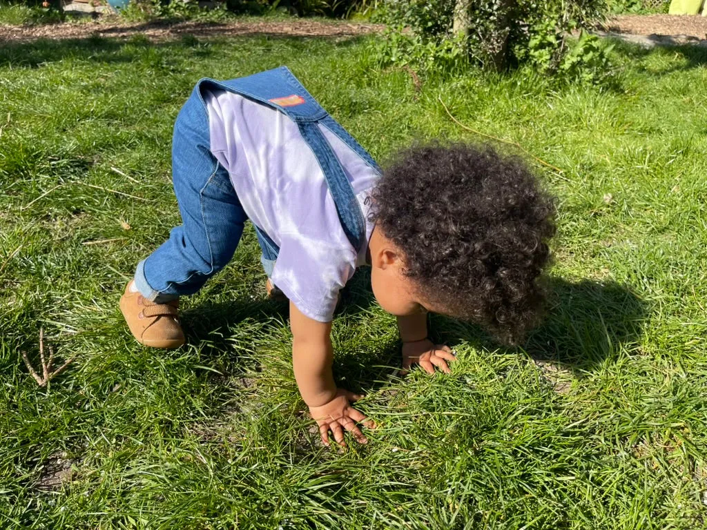 organic denim appliqué dungarees