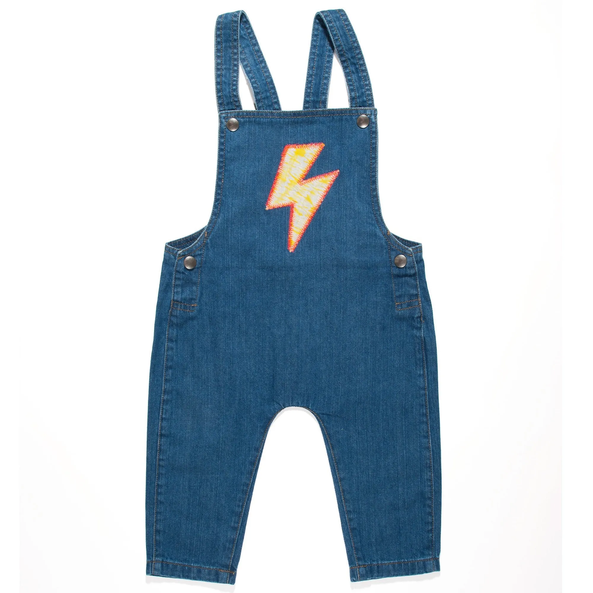 organic denim appliqué dungarees