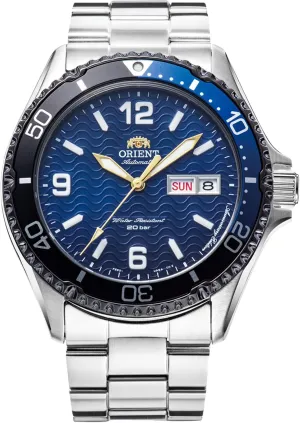 Orient Mako Exclusive to 20th Anniversary Limited Edition Automatic Blue Dial Stainless Steel Bracelet Men’s Watch RA-AA0822L, Blue, bracelet