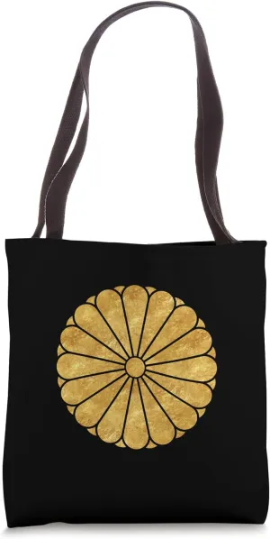 Oriental Faux Gold Kiku Chrysanthemum Mon Art Tote Bag