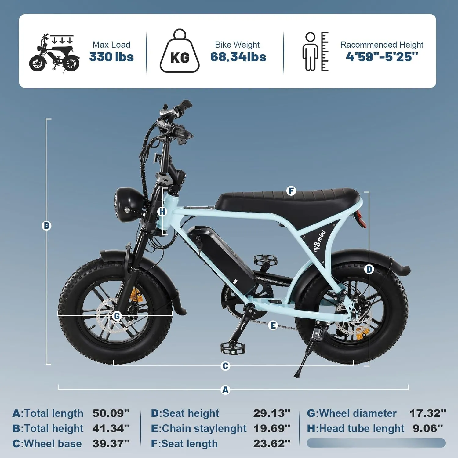 OUXI Electric Bike for Adults, 16" Fat Tire Ebike with 36V 10.4Ah Removable Battery, Moped Style EBike for Teens Up to 20MPH, 500W Upgrade Powerful Motor, MINI E-Bike for Leisure Riding & Commuting