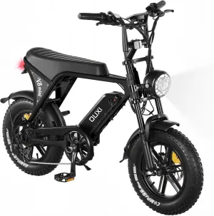 OUXI Electric Bike for Adults, Peak 500/750W/1000W, Up to 20/31 MPH, 10.4/15/30 AH Removable Battery, 16''/20" Fat Tire Electric Bike, 7-Speed Gear Bicicleta Eléctrica, Ebike Moped Style UL Certified