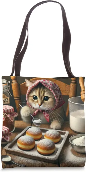 Paczki Babushka Cat Polish Donuts Poland Tote Bag