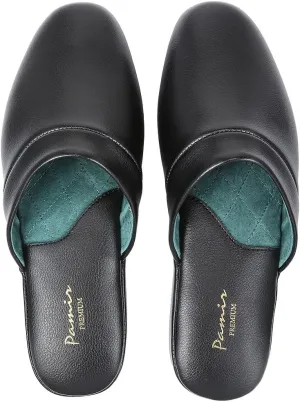 PAMIR Men's Genuine Leather Scuff Slippers with Memory Foam Insole and Leather Outsole