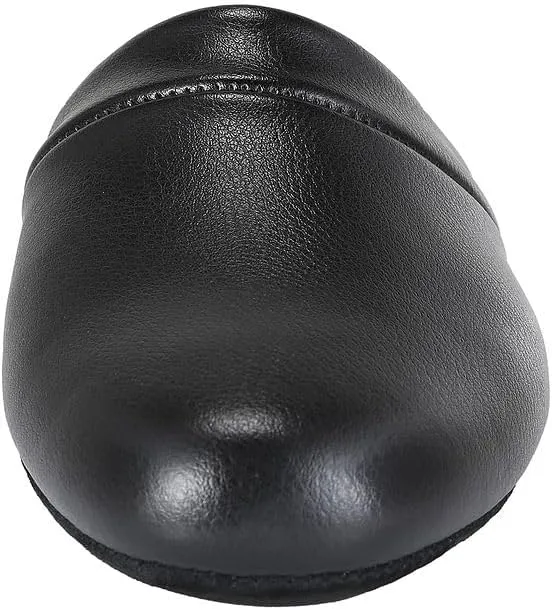 PAMIR Men's Genuine Leather Scuff Slippers with Memory Foam Insole and Leather Outsole