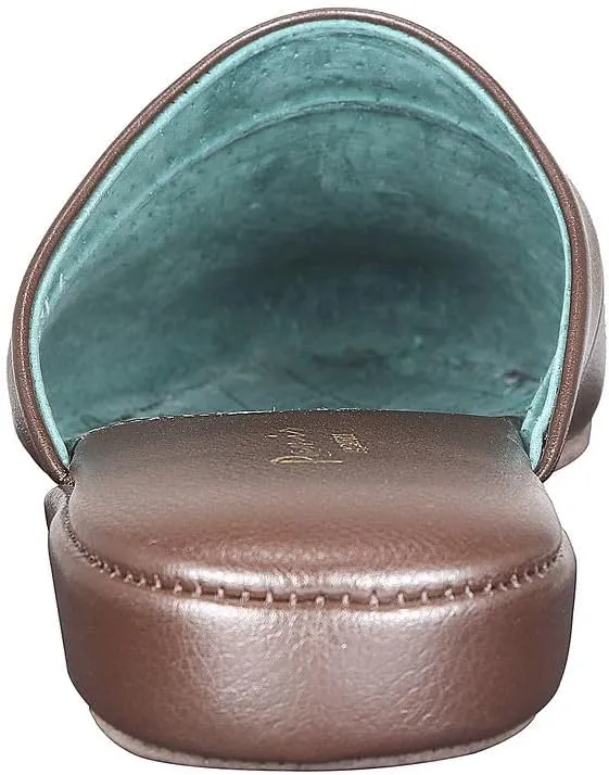 PAMIR Men's Genuine Leather Scuff Slippers with Memory Foam Insole and Leather Outsole