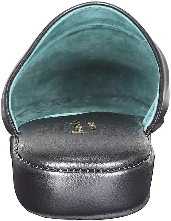 PAMIR Men's Genuine Leather Scuff Slippers with Memory Foam Insole and Leather Outsole