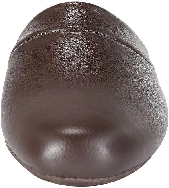 PAMIR Men's Genuine Leather Scuff Slippers with Memory Foam Insole and Leather Outsole