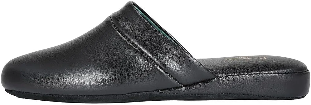 PAMIR Men's Genuine Leather Scuff Slippers with Memory Foam Insole and Leather Outsole