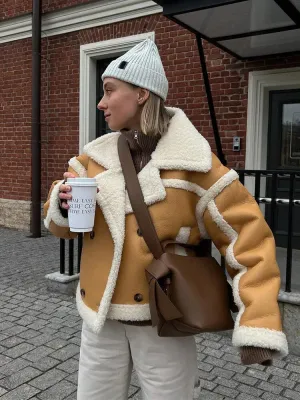 Patchwork Leather Fur Jacket
