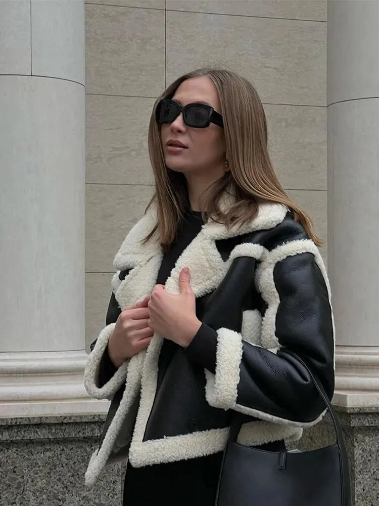 Patchwork Leather Fur Jacket