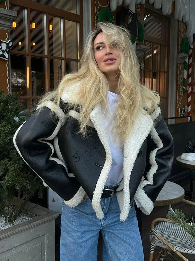 Patchwork Leather Fur Jacket