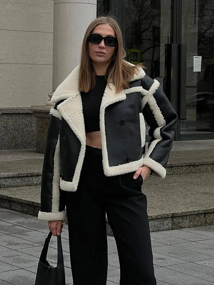 Patchwork Leather Fur Jacket
