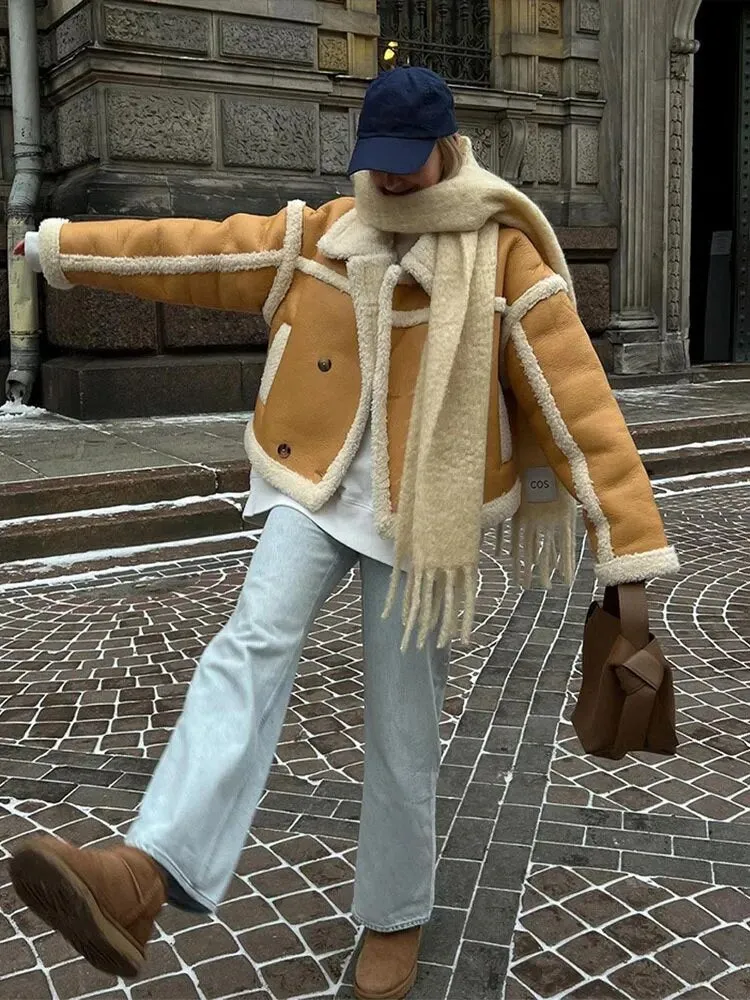 Patchwork Leather Fur Jacket