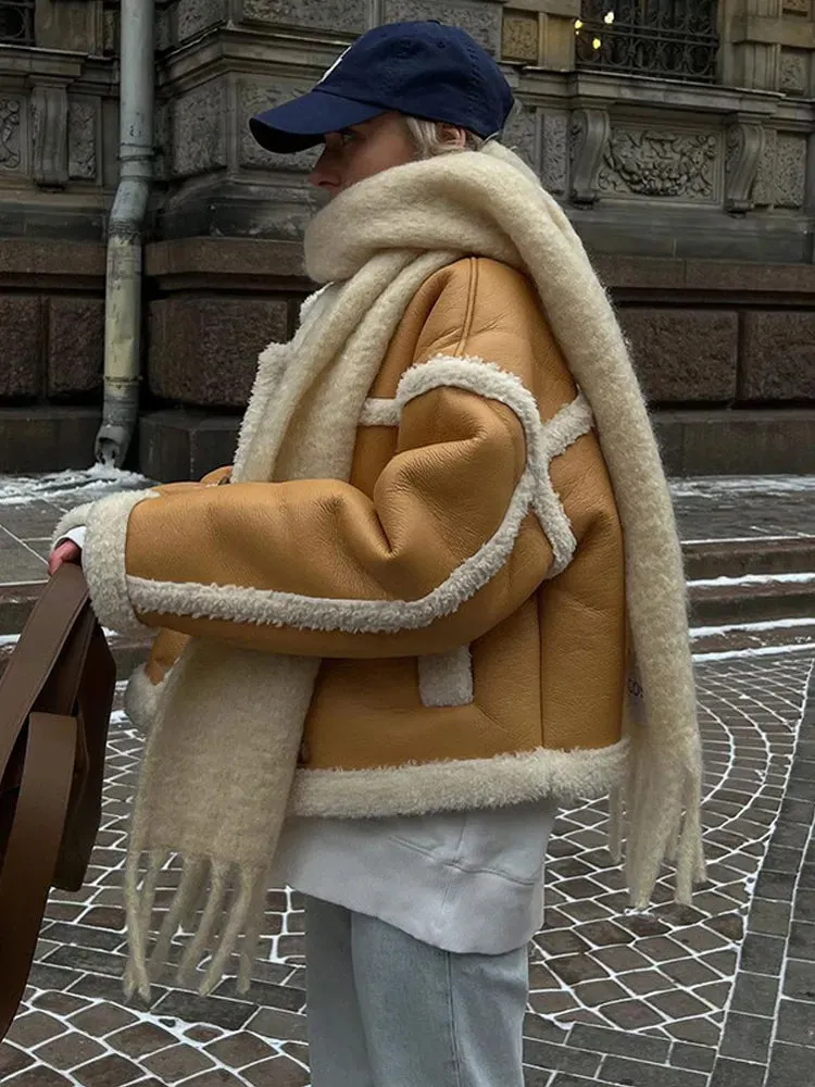 Patchwork Leather Fur Jacket