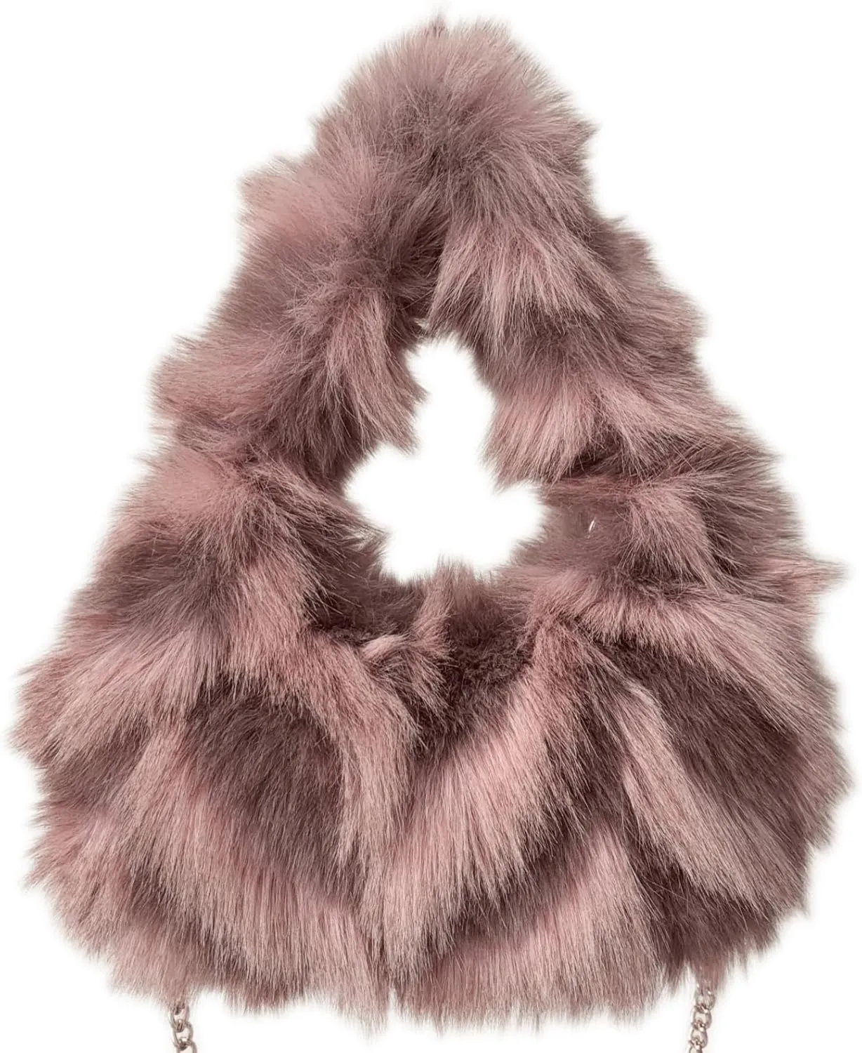 Pathwork Faux Fur Hobo Tote Shoulder Bag for Women Handbag Purse Trendy Furry Crossbody Bag