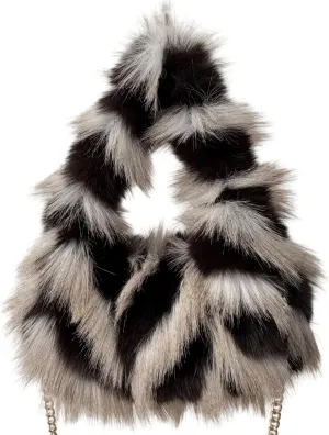 Pathwork Faux Fur Hobo Tote Shoulder Bag for Women Handbag Purse Trendy Furry Crossbody Bag