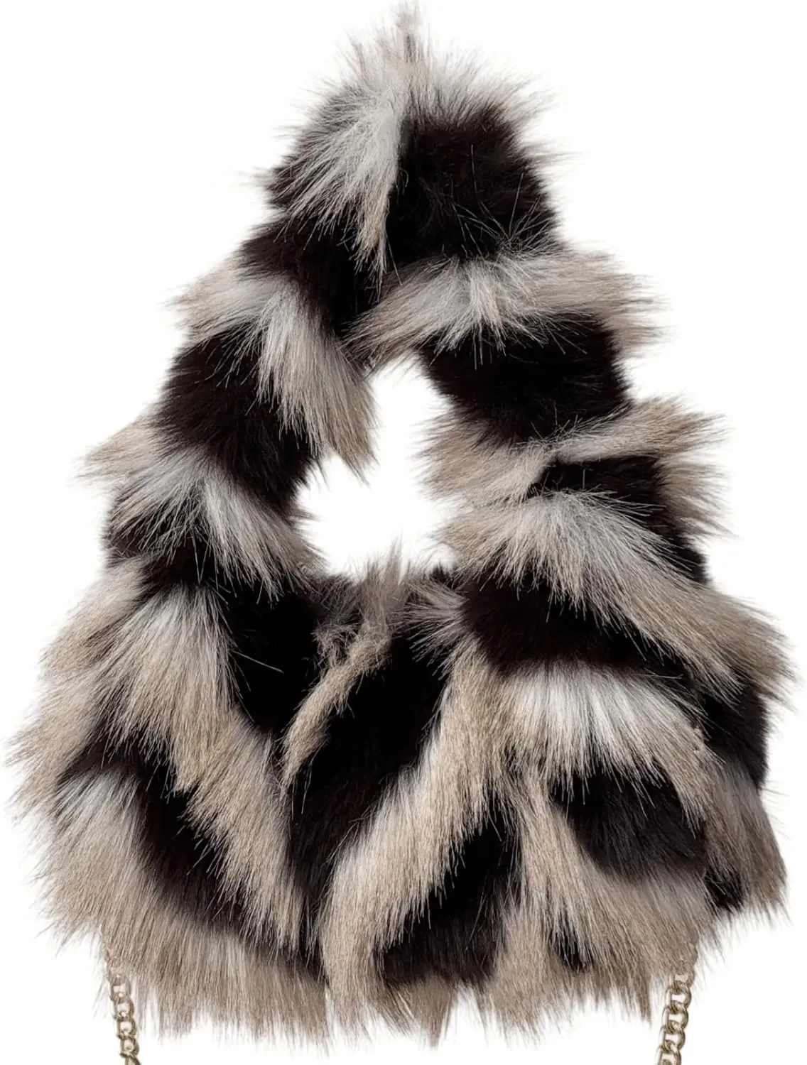 Pathwork Faux Fur Hobo Tote Shoulder Bag for Women Handbag Purse Trendy Furry Crossbody Bag