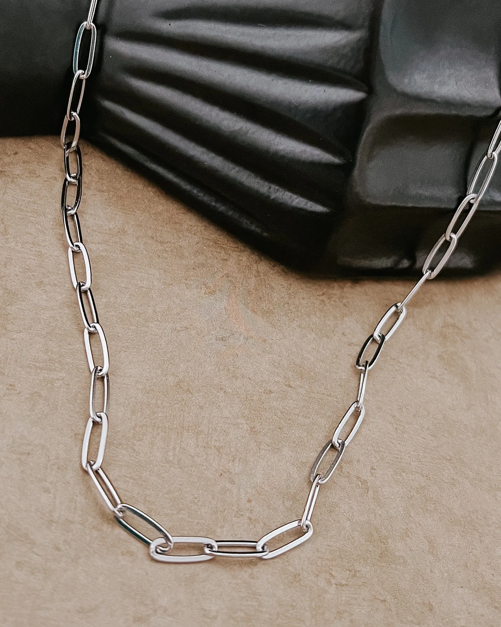 Peppi Paperclip Silver Chain Necklace