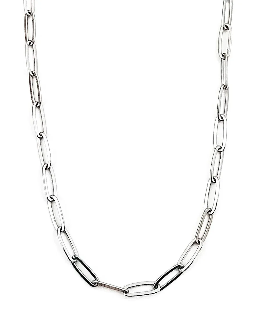 Peppi Paperclip Silver Chain Necklace
