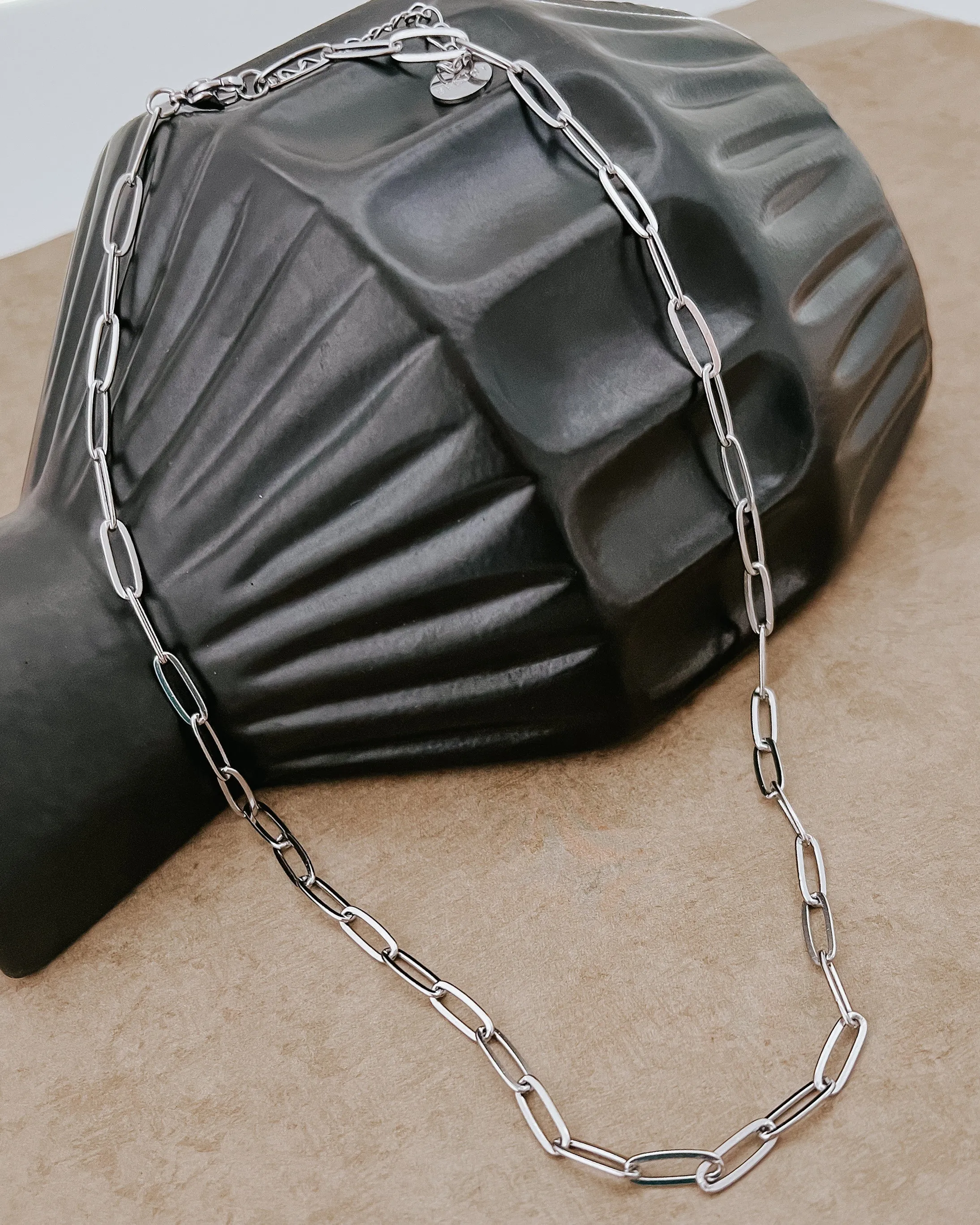 Peppi Paperclip Silver Chain Necklace