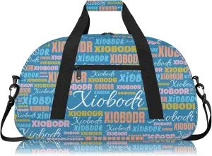 Personalized Cute Duffle Bag - Custom Name Kids Sports Bag, Sleepover Bags for Girls, Lightweight Toddler Boys Overnight Bag for Weekender Travel Cheer Dance Ball Game, Blue Orange