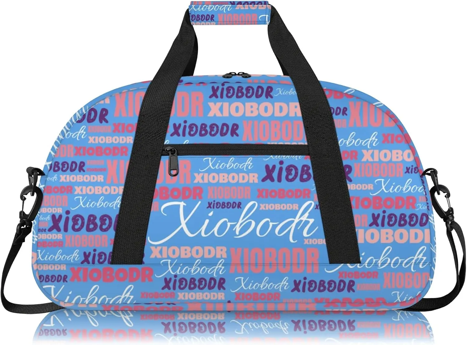Personalized Cute Duffle Bag - Custom Name Kids Sports Bag, Sleepover Bags for Girls, Lightweight Toddler Boys Overnight Bag for Weekender Travel Cheer Dance Ball Game, Blue Pink Purple
