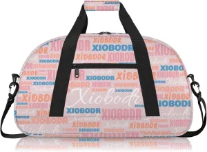 Personalized Cute Duffle Bag - Custom Name Kids Sports Bag, Sleepover Bags for Girls, Lightweight Toddler Boys Overnight Bag for Weekender Travel Cheer Dance Ball Game, Pink Blue Text