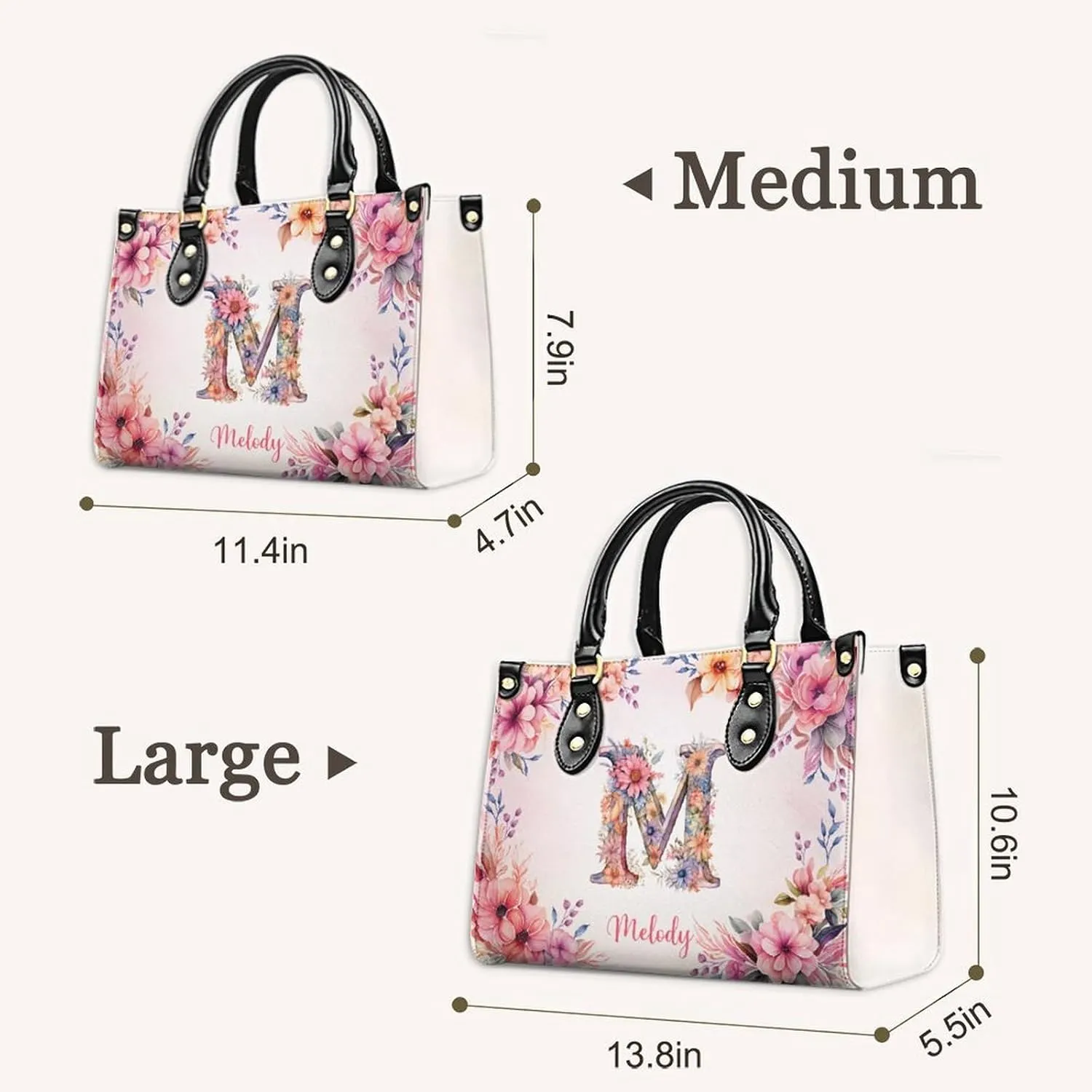 Personalized Handbags for Women - PU Leather Crossbody Monogrammed Handbag - Initial Tote Bag Gift for Mom