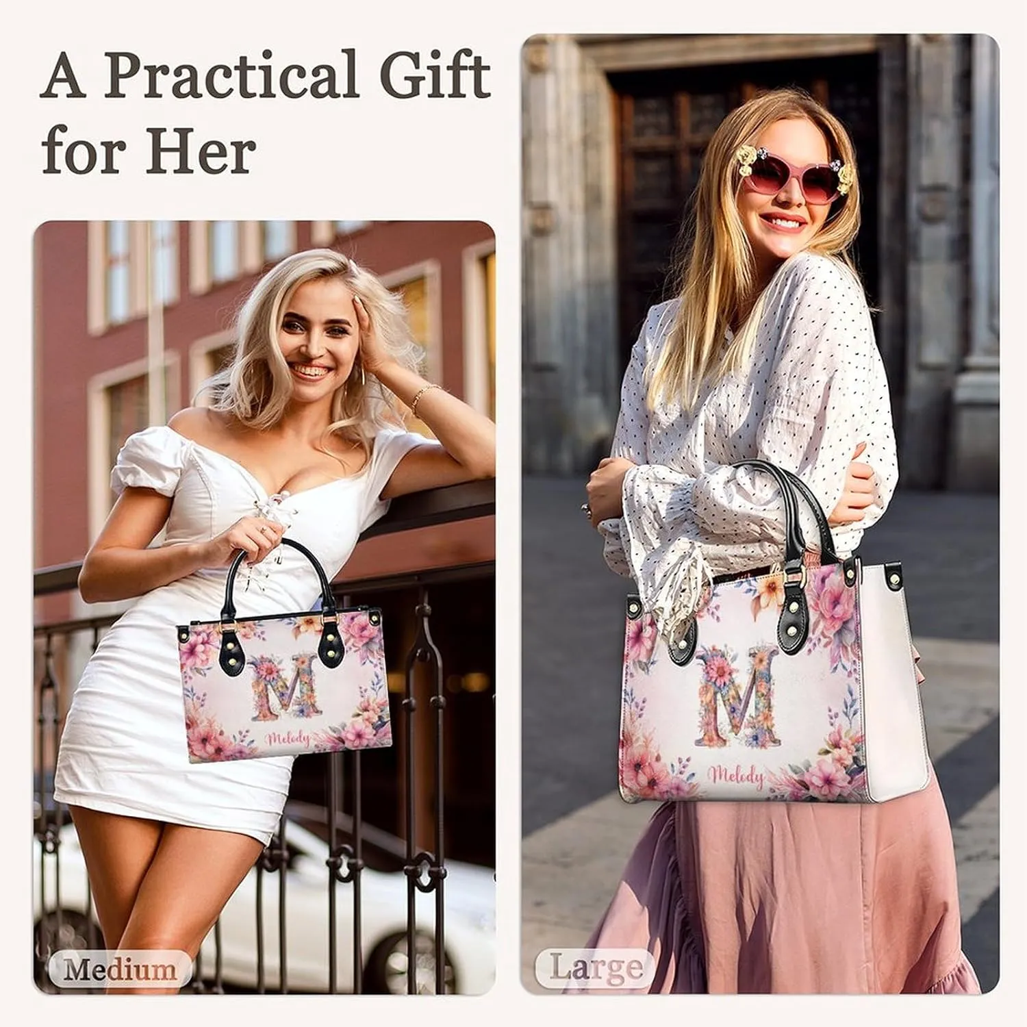 Personalized Handbags for Women - PU Leather Crossbody Monogrammed Handbag - Initial Tote Bag Gift for Mom