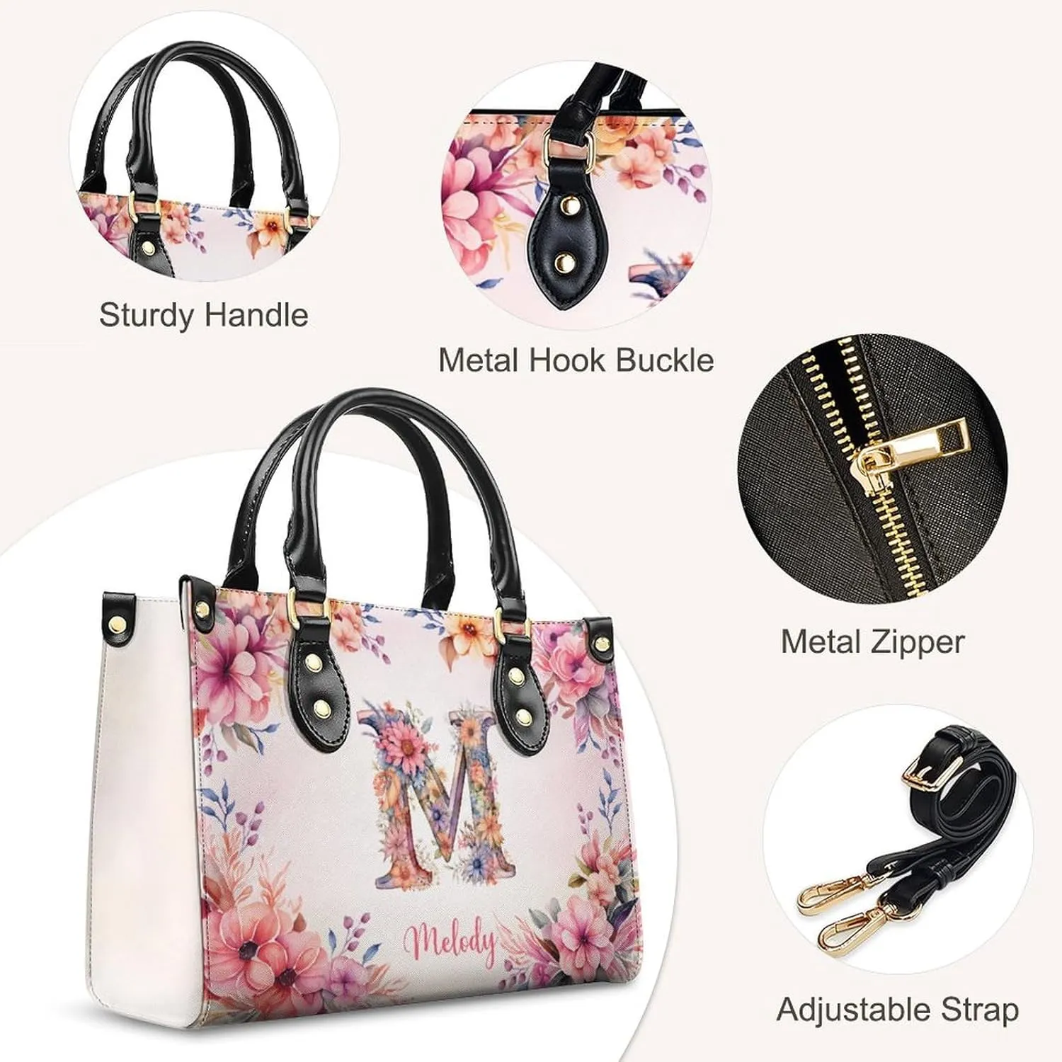 Personalized Handbags for Women - PU Leather Crossbody Monogrammed Handbag - Initial Tote Bag Gift for Mom