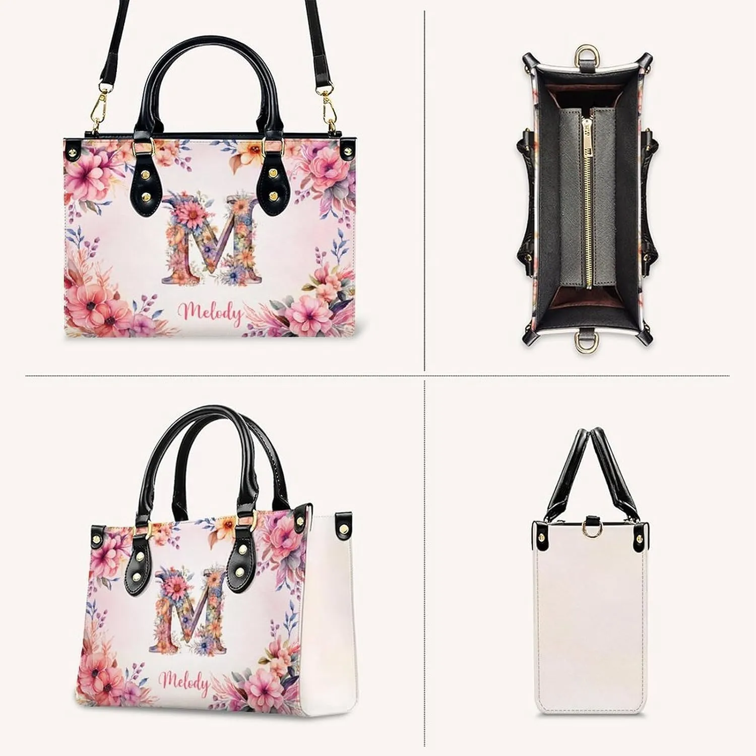 Personalized Handbags for Women - PU Leather Crossbody Monogrammed Handbag - Initial Tote Bag Gift for Mom