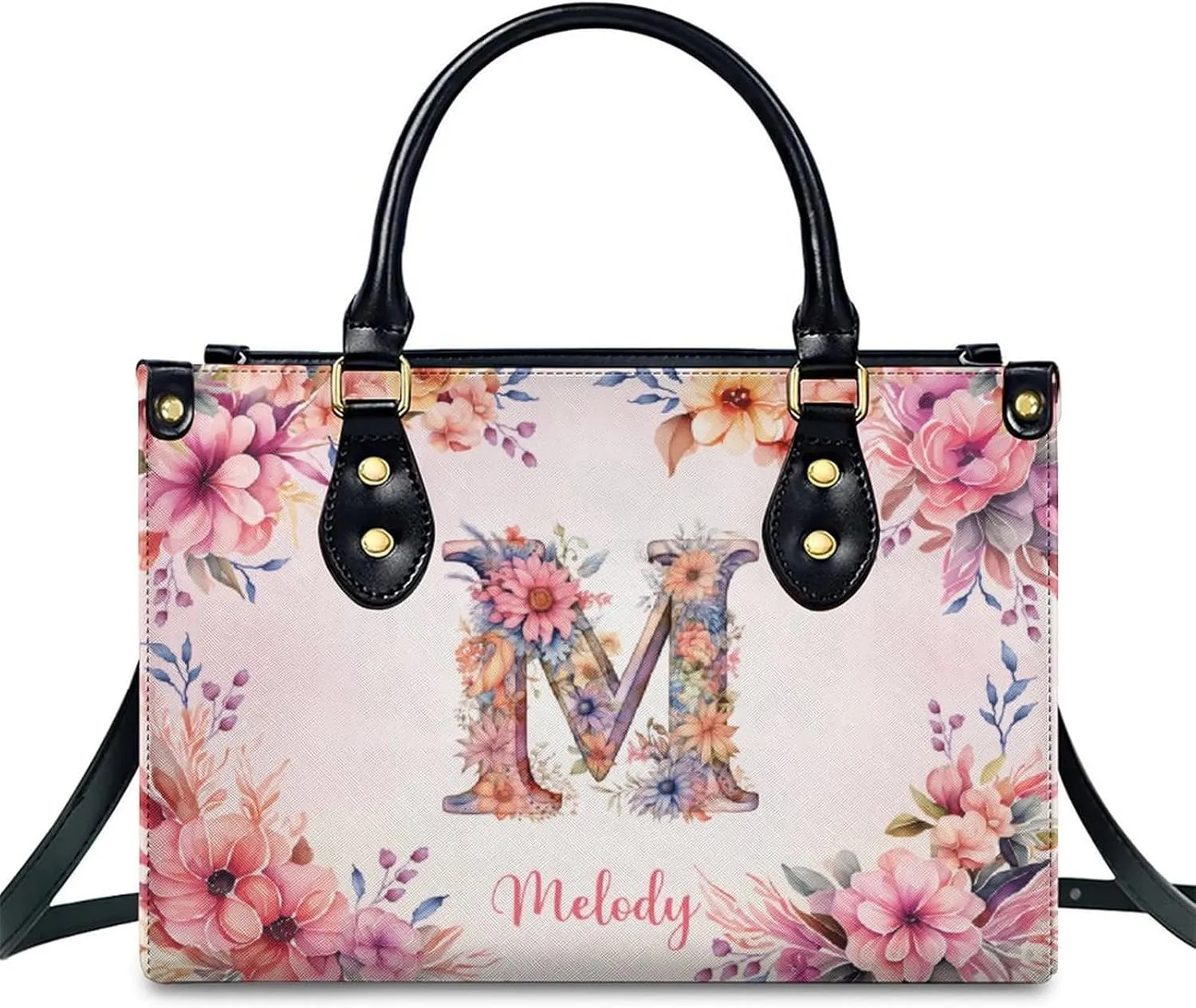 Personalized Handbags for Women - PU Leather Crossbody Monogrammed Handbag - Initial Tote Bag Gift for Mom