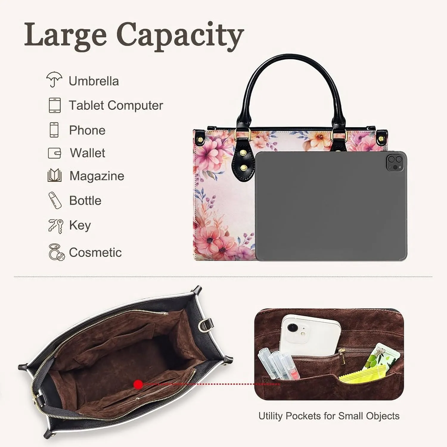 Personalized Handbags for Women - PU Leather Crossbody Monogrammed Handbag - Initial Tote Bag Gift for Mom