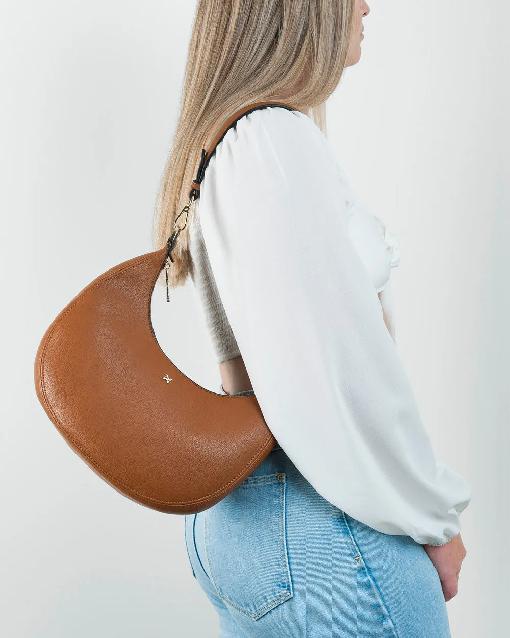 Pia Crescent Shoulder Bag With Crossbody Strap   Graphic Bag Strap