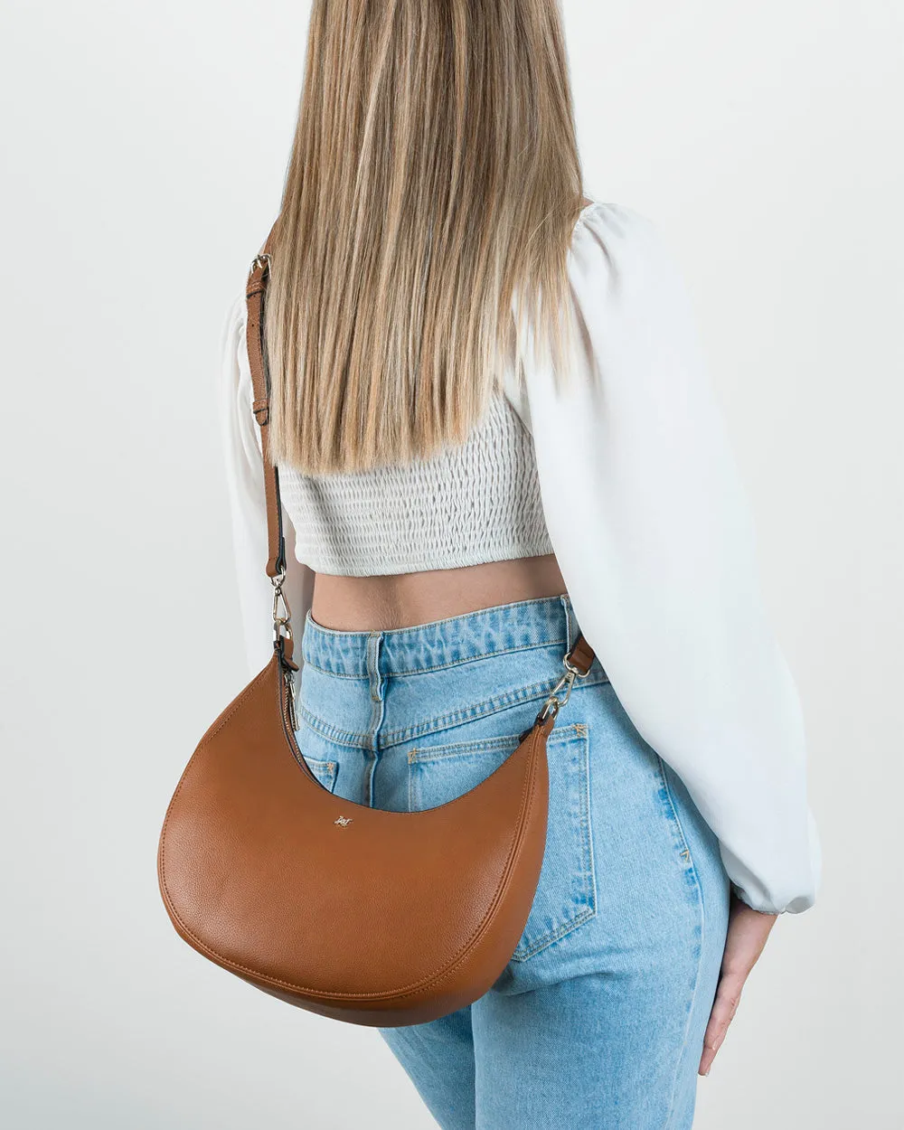 Pia Crescent Shoulder Bag With Crossbody Strap   Graphic Bag Strap