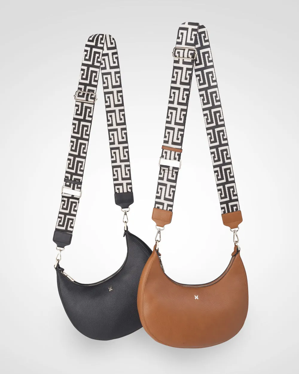 Pia Crescent Shoulder Bag With Crossbody Strap   Graphic Bag Strap