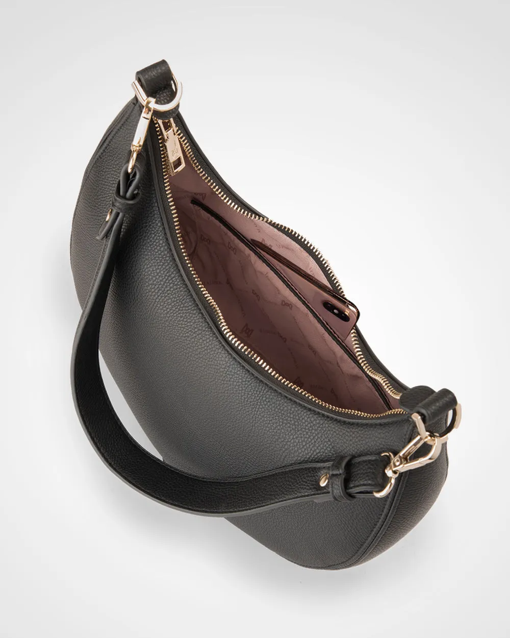 Pia Crescent Shoulder Bag With Crossbody Strap   Graphic Bag Strap