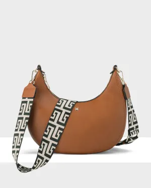 Pia Crescent Shoulder Bag With Crossbody Strap   Graphic Bag Strap