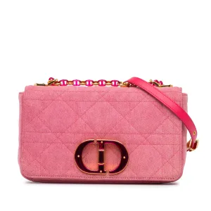Pink Dior Medium Denim Macrocannage Caro Bag