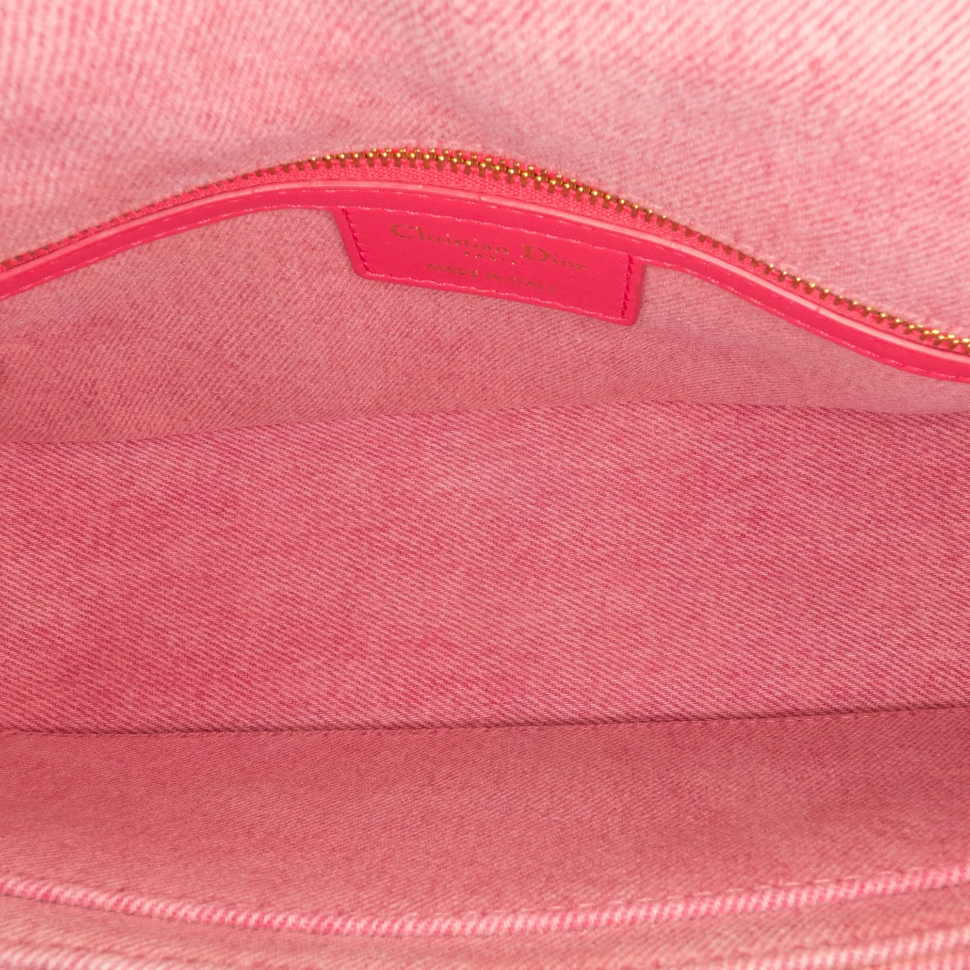 Pink Dior Medium Denim Macrocannage Caro Bag