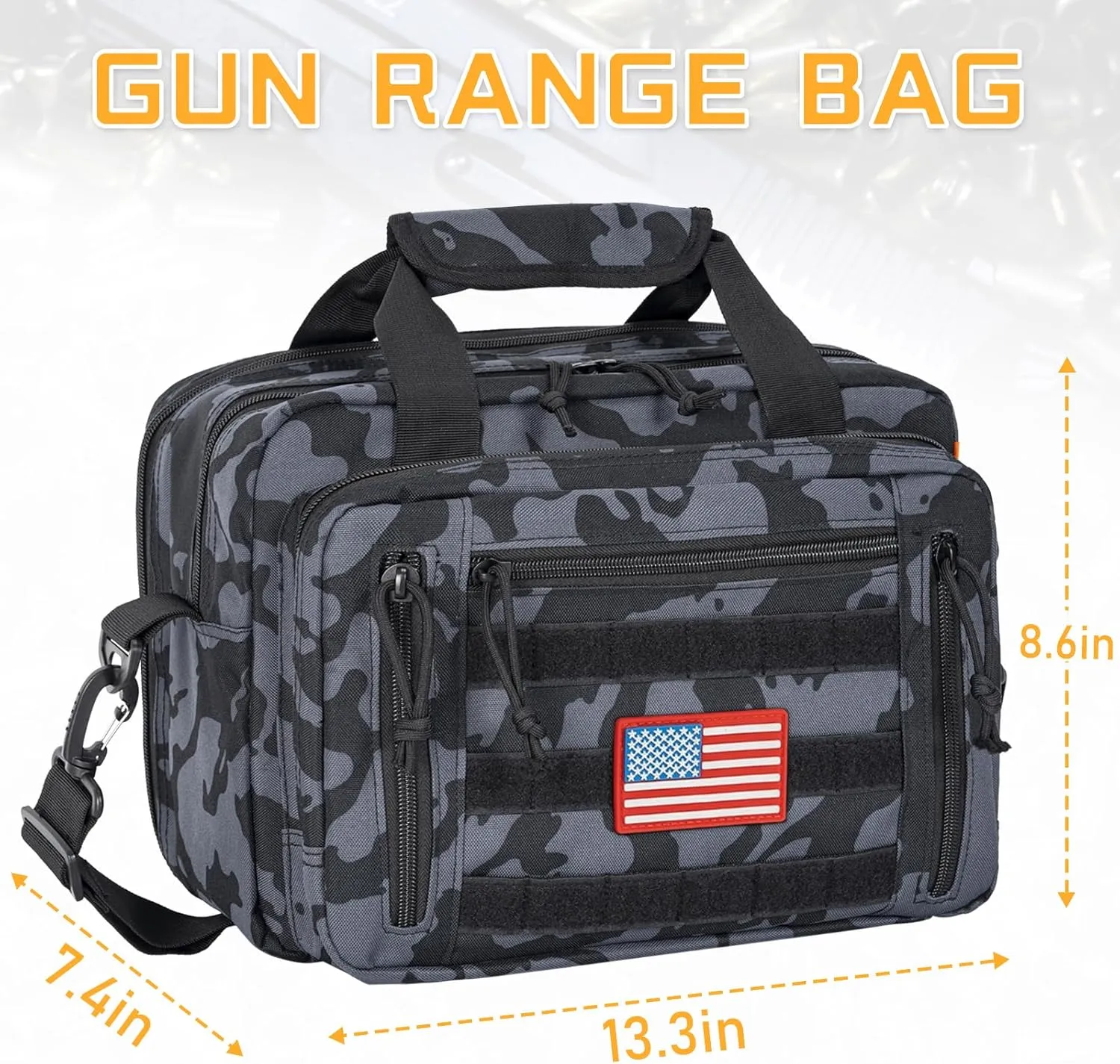 Pistol Case, Gun Range Bags For 2 Pistols 6 Magazines Carrying Shooting Bag with Lockable Zipper for Shooting Range Outdoor Hunting