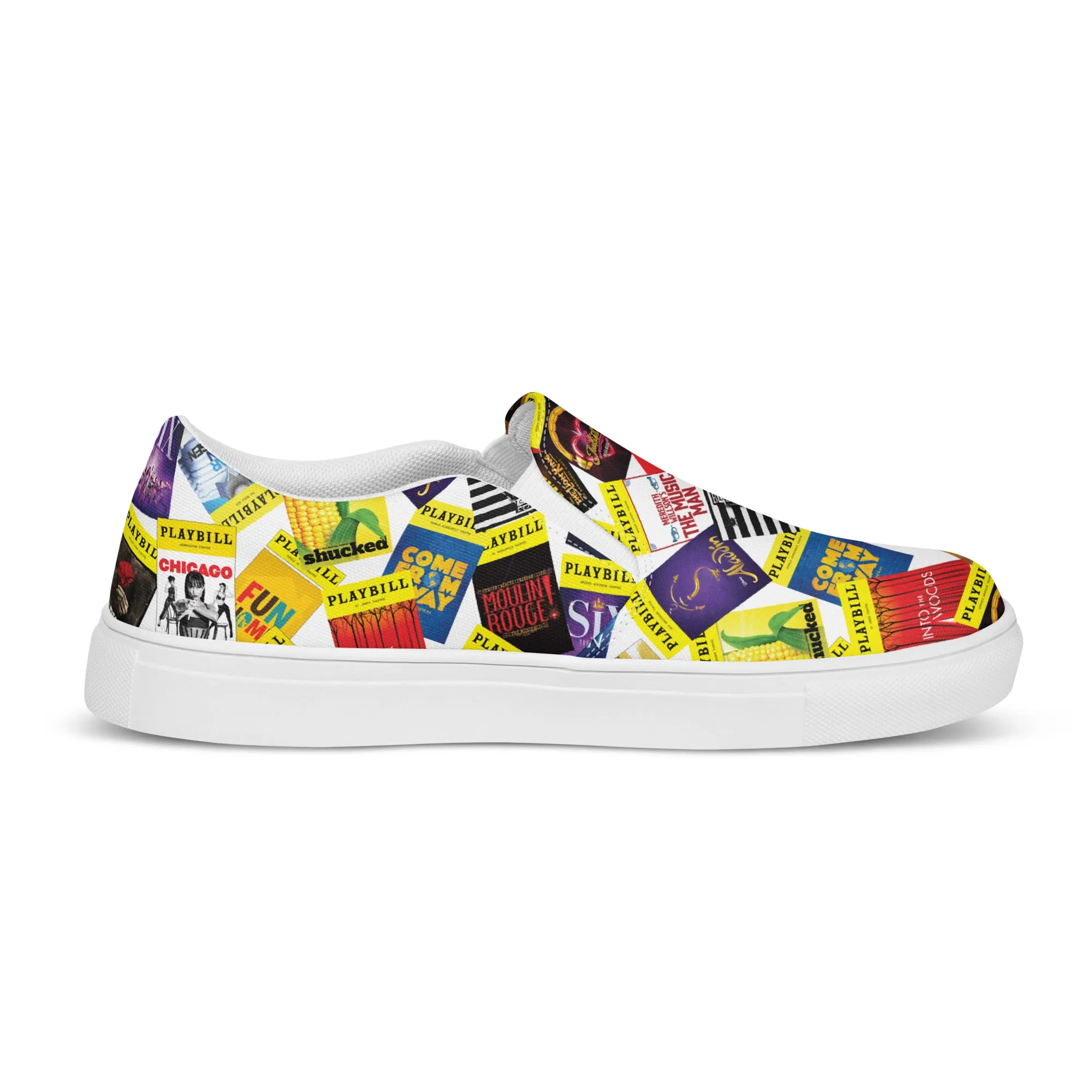 Playbill Covers - Women’s Slip-On Canvas Shoes in White